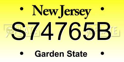 S74765B New Jersey License Plate