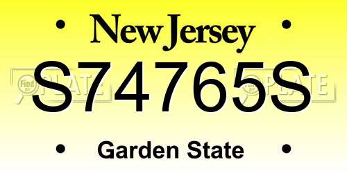 S74765S New Jersey License Plate