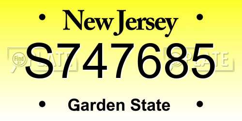 S747685 New Jersey License Plate