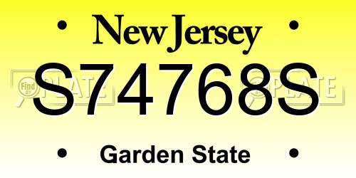 S74768S New Jersey License Plate