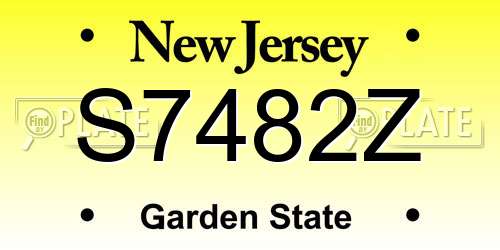 S7482Z New Jersey License Plate
