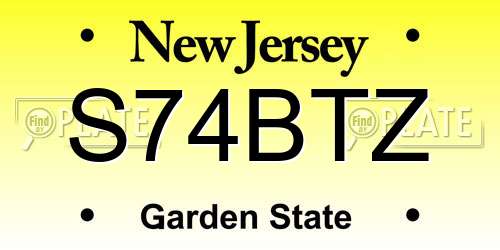 S74BTZ New Jersey License Plate