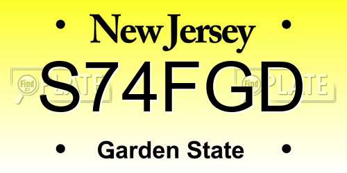 S74FGD New Jersey License Plate