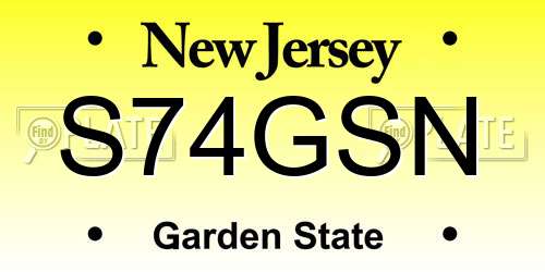 S74GSN New Jersey License Plate