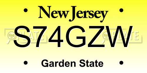 S74GZW New Jersey License Plate