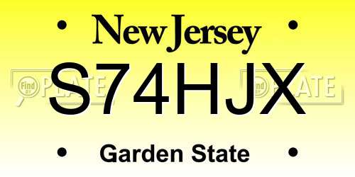 S74HJX New Jersey License Plate