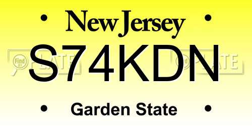 S74KDN New Jersey License Plate
