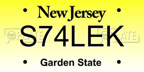 S74LEK New Jersey License Plate