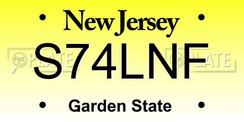 S74LNF New Jersey License Plate