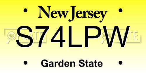 S74LPW New Jersey License Plate