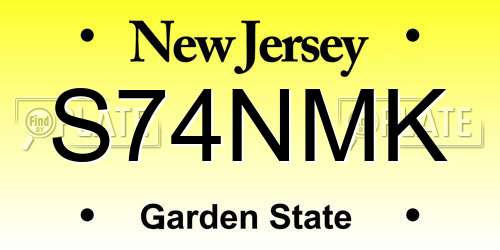 S74NMK New Jersey License Plate
