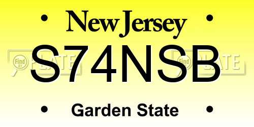S74NSB New Jersey License Plate
