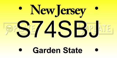 S74SBJ New Jersey License Plate