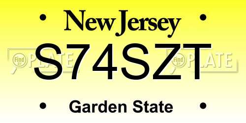 S74SZT New Jersey License Plate
