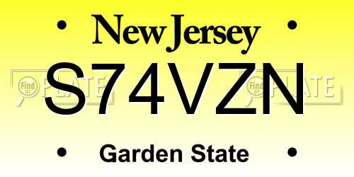 S74VZN New Jersey License Plate