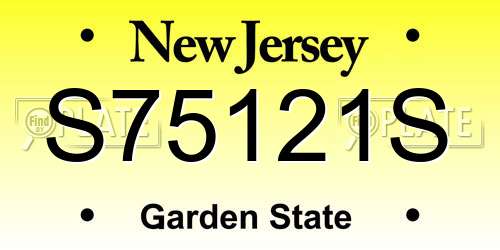 S75121S New Jersey License Plate