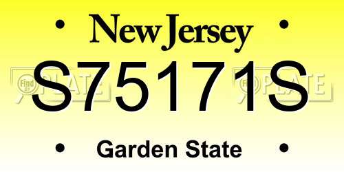 S75171S New Jersey License Plate