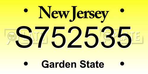 S752535 New Jersey License Plate
