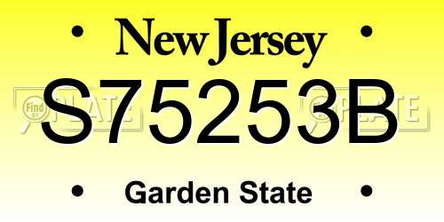 S75253B New Jersey License Plate