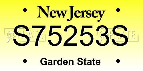 S75253S New Jersey License Plate