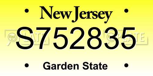 S752835 New Jersey License Plate