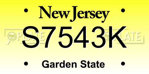 S7543K New Jersey License Plate
