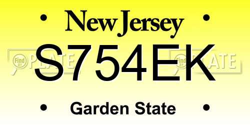 S754EK New Jersey License Plate