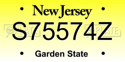 S75574Z New Jersey License Plate