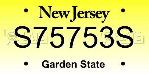 S75753S New Jersey License Plate