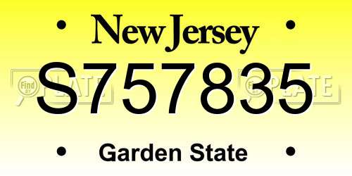 S757835 New Jersey License Plate