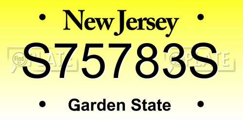 S75783S New Jersey License Plate