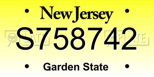 S758742 New Jersey License Plate