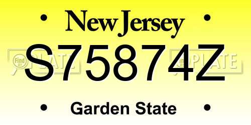 S75874Z New Jersey License Plate