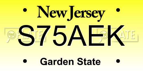 S75AEK New Jersey License Plate