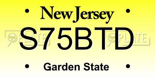 S75BTD New Jersey License Plate