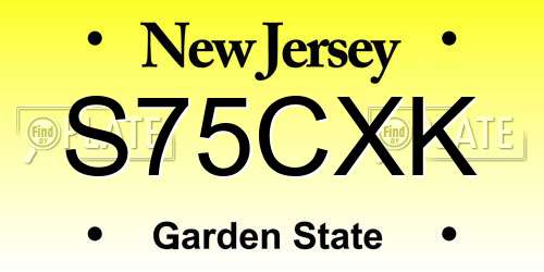 S75CXK New Jersey License Plate