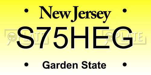 S75HEG New Jersey License Plate