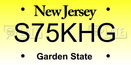 S75KHG New Jersey License Plate