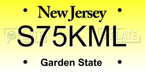 S75KML New Jersey License Plate