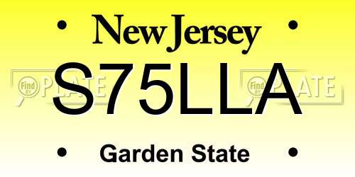 S75LLA New Jersey License Plate