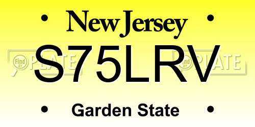 S75LRV New Jersey License Plate