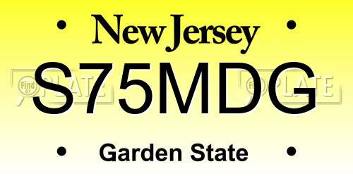 S75MDG New Jersey License Plate