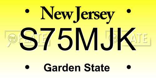 S75MJK New Jersey License Plate