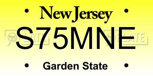 S75MNE New Jersey License Plate