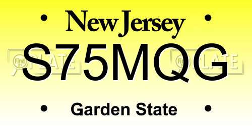 S75MQG New Jersey License Plate