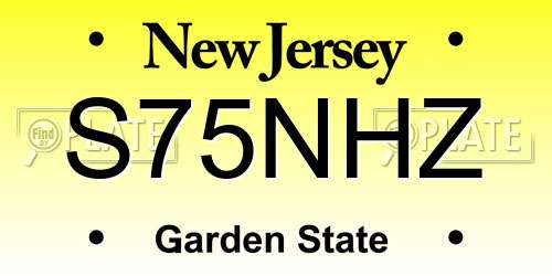 S75NHZ New Jersey License Plate