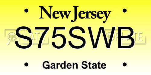 S75SWB New Jersey License Plate