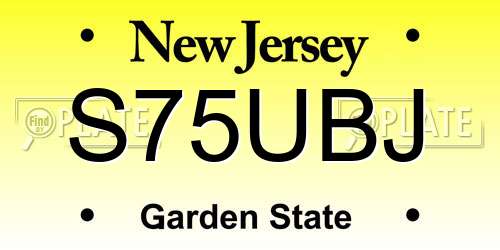 S75UBJ New Jersey License Plate