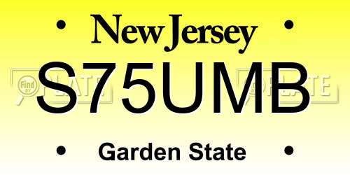 S75UMB New Jersey License Plate