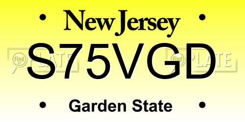 S75VGD New Jersey License Plate